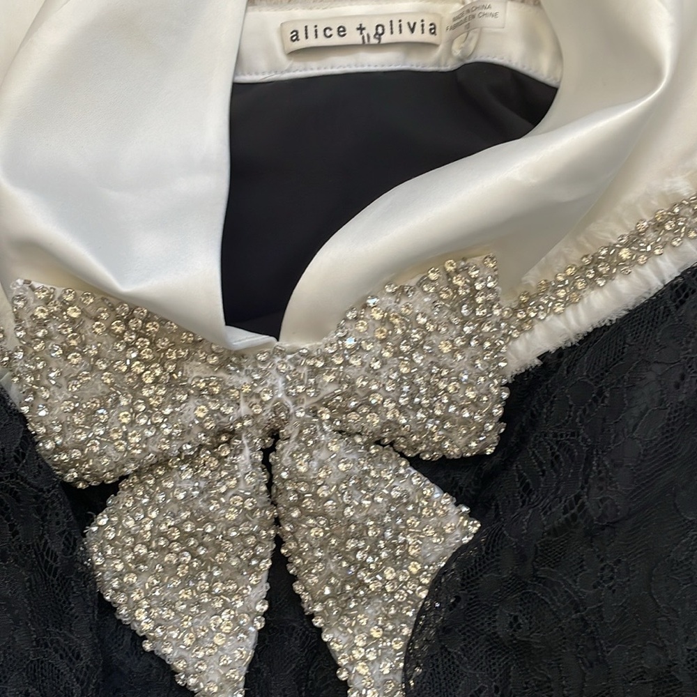 New Alice + Olivia Cairo Embellished Bow Mini Dress - Picture 6 of 9